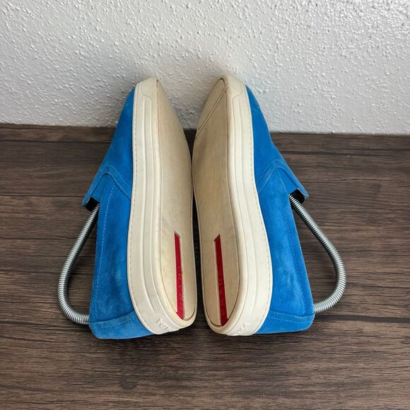 PRADA Blue Suede Loafer Slip On Sneakers Shoes Womens Size 40 EU / 9 US - Picture 5 of 8